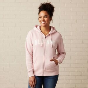 OLD NAVY Women’s Plus Size Baby Pink Embroidered Casual Zip Up Hoodie